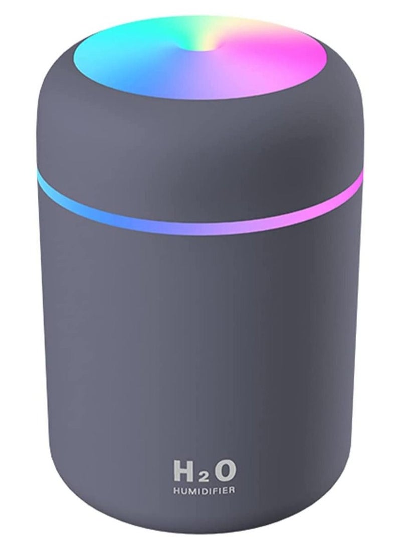 H2O Colorful Cool Mini Humidifier USB Personal Desktop Humidifier for Car Office Room Bedroom Auto Shut-Off 2 Mist Modes Super Quiet (Black)  - Image 1