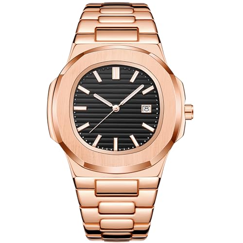 BARAMON Wrist Watches for Men, Nautilus Stainless Steel Quartz Movement Date Luxury Style Men's Luminous Hands Casual Business Watches - Image 1