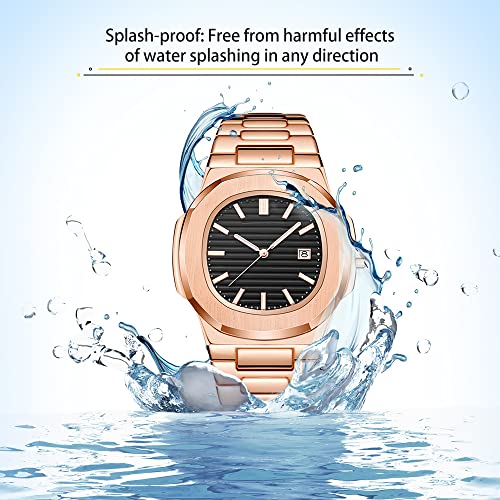 BARAMON Wrist Watches for Men, Nautilus Stainless Steel Quartz Movement Date Luxury Style Men's Luminous Hands Casual Business Watches - Image 3