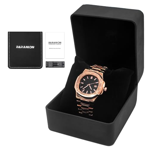 BARAMON Wrist Watches for Men, Nautilus Stainless Steel Quartz Movement Date Luxury Style Men's Luminous Hands Casual Business Watches - Image 4