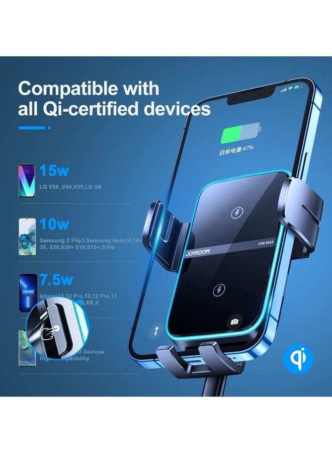 JOYROOM Wireless Car Charger, 15W Dual Coil Wireless Charging , Auto-Clamping Dashboard Car Mount Charger Holder For iPhone 14 Plus/14 Pro Max/13 Pro Max/12 Pro/12 Mini, Galaxy Z Flip4/3, S22 S21+ Note Black - Image 5