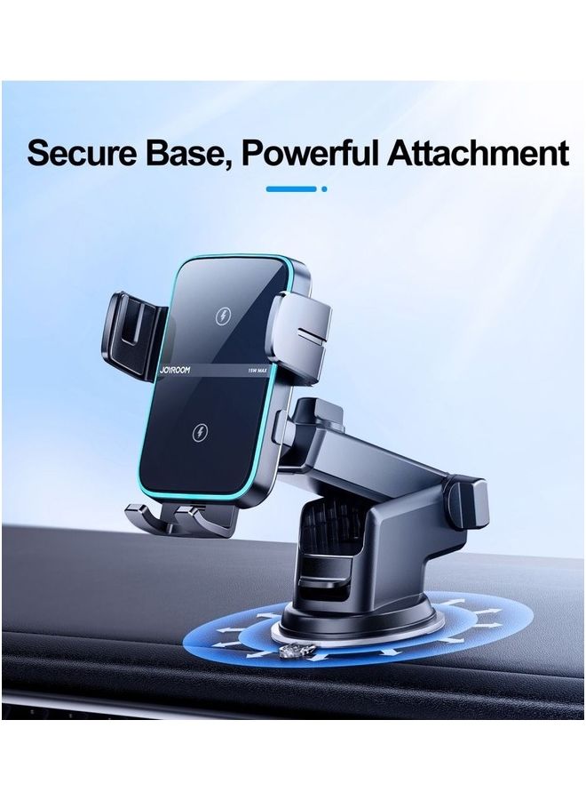 JOYROOM Wireless Car Charger, 15W Dual Coil Wireless Charging , Auto-Clamping Dashboard Car Mount Charger Holder For iPhone 14 Plus/14 Pro Max/13 Pro Max/12 Pro/12 Mini, Galaxy Z Flip4/3, S22 S21+ Note Black - Image 2
