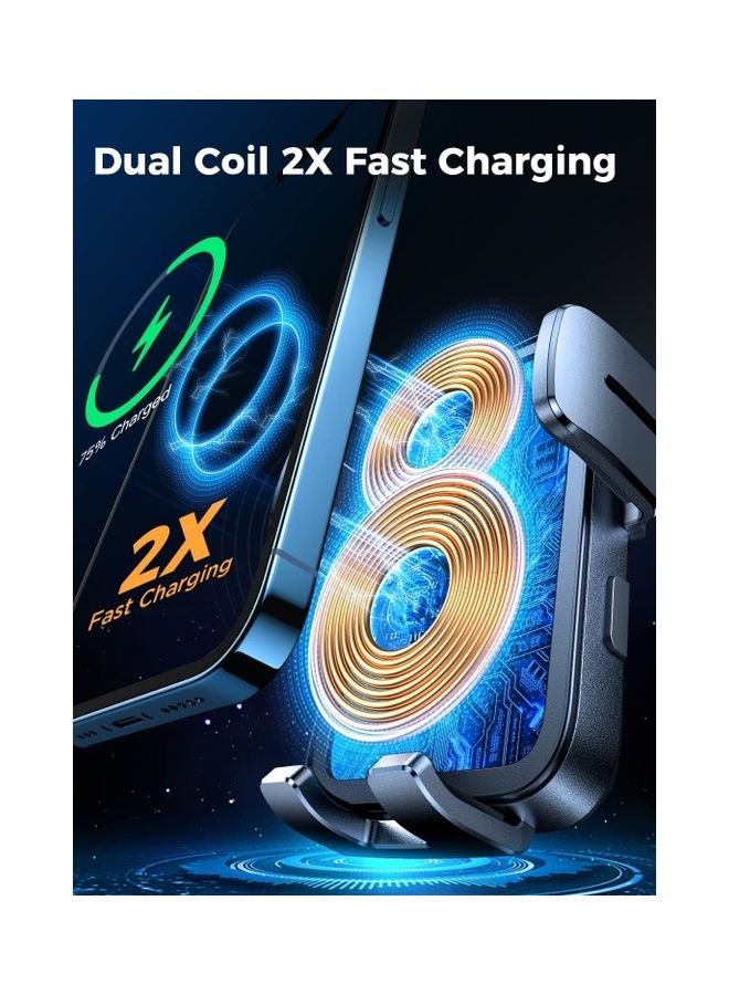 JOYROOM Wireless Car Charger, 15W Dual Coil Wireless Charging , Auto-Clamping Dashboard Car Mount Charger Holder For iPhone 14 Plus/14 Pro Max/13 Pro Max/12 Pro/12 Mini, Galaxy Z Flip4/3, S22 S21+ Note Black - Image 3