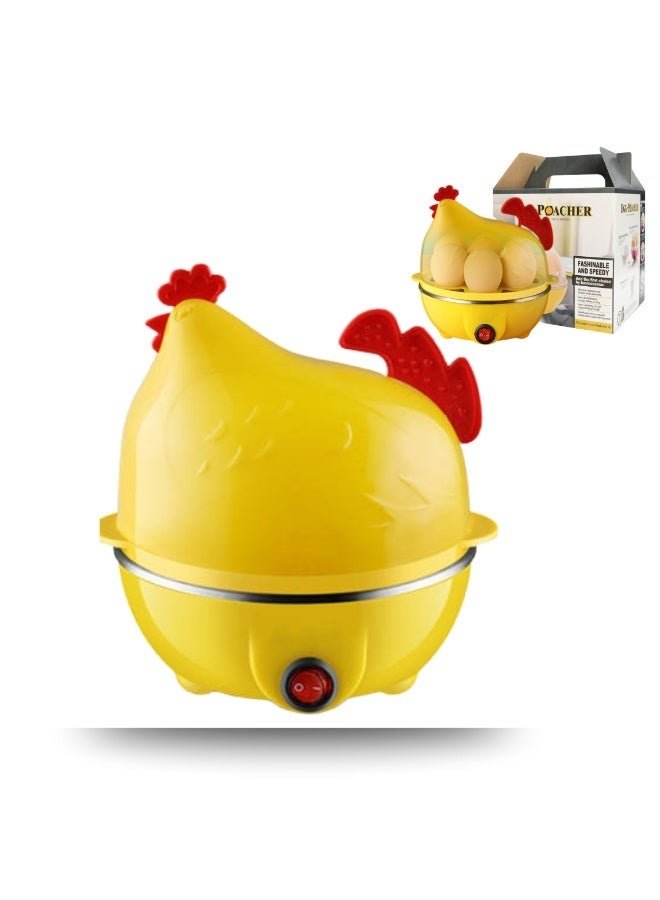ARABIQO Hen-Shaped Yellow Egg Cooker, 7-Egg Capacity Electric Boiler, Fast & Compact Egg Cooker for Hard, Soft, Medium Eggs, Automatic Shutoff, Portable & Easy to Clean - Image 1