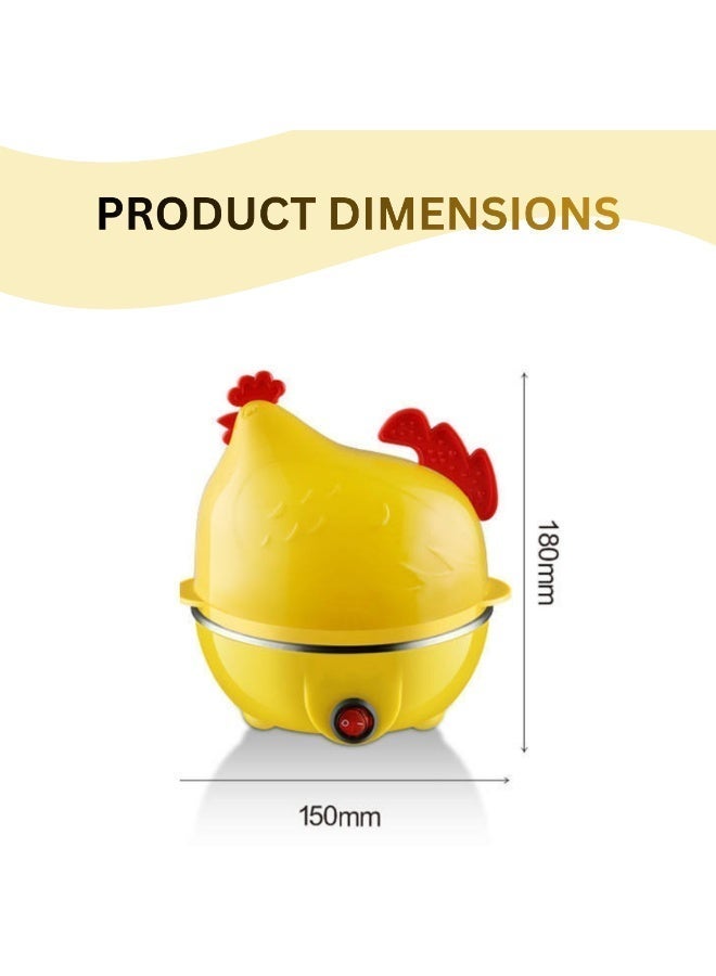 ARABIQO Hen-Shaped Yellow Egg Cooker, 7-Egg Capacity Electric Boiler, Fast & Compact Egg Cooker for Hard, Soft, Medium Eggs, Automatic Shutoff, Portable & Easy to Clean - Image 4