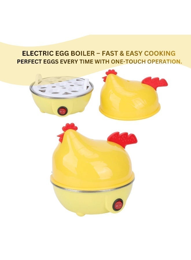 ARABIQO Hen-Shaped Yellow Egg Cooker, 7-Egg Capacity Electric Boiler, Fast & Compact Egg Cooker for Hard, Soft, Medium Eggs, Automatic Shutoff, Portable & Easy to Clean - Image 5