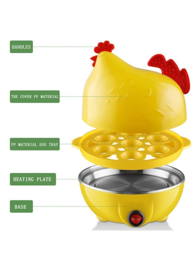 ARABIQO Hen-Shaped Yellow Egg Cooker, 7-Egg Capacity Electric Boiler, Fast & Compact Egg Cooker for Hard, Soft, Medium Eggs, Automatic Shutoff, Portable & Easy to Clean - Image 3