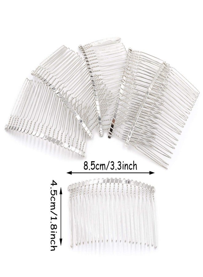 Honbay 6PCS Silver Fancy DIY Hair Clips Metal Wire Hair Combs Bridal Wedding Veil Combs (22 teeth) - Image 3