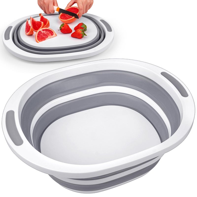 Collapsible Wash Basin 75L Dish Tub Sink Basin Folding Dish Pans for Kitchen Sink 2in1 Dishpan  Cutting Board Portable Sink Dish Basin for Camping BBQ Prep Tub Washing Bin Bucket for Cleaning
