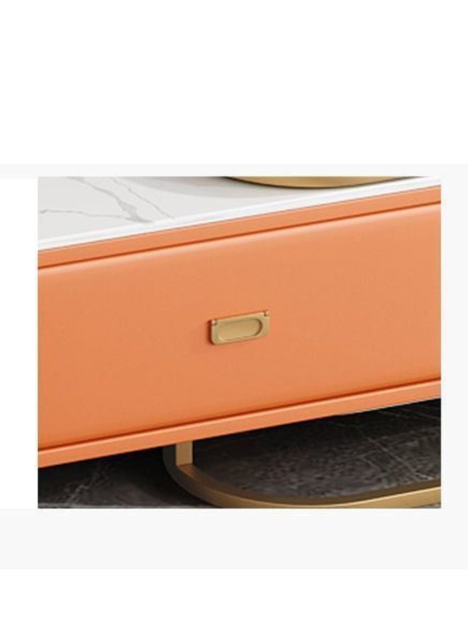 NKX Modern Living room New Walnut color Luxury TV cabinet With Four Drawers Combination light Luxury simple rock 260cm White Gold Orange - Image 4