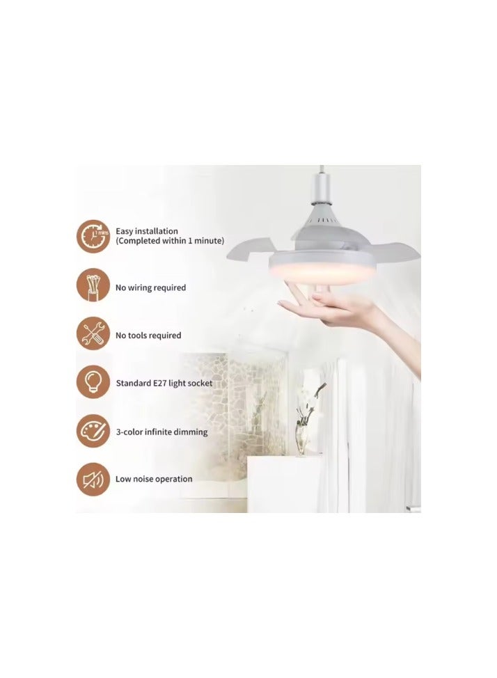LED Ceiling Fan Light with Remote Control – Ultra-Quiet Natural Wind, 3-Color Dimmable Light, Low-Noise Bedroom Ceiling Fan Lamp for Living Room, Bedroom, Kids Room, Home Office – Energy Efficient  - Image 5
