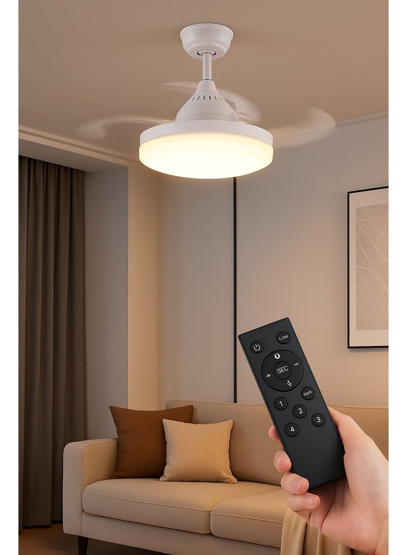 LED Ceiling Fan Light with Remote Control – Ultra-Quiet Natural Wind, 3-Color Dimmable Light, Low-Noise Bedroom Ceiling Fan Lamp for Living Room, Bedroom, Kids Room, Home Office – Energy Efficient - Image 1
