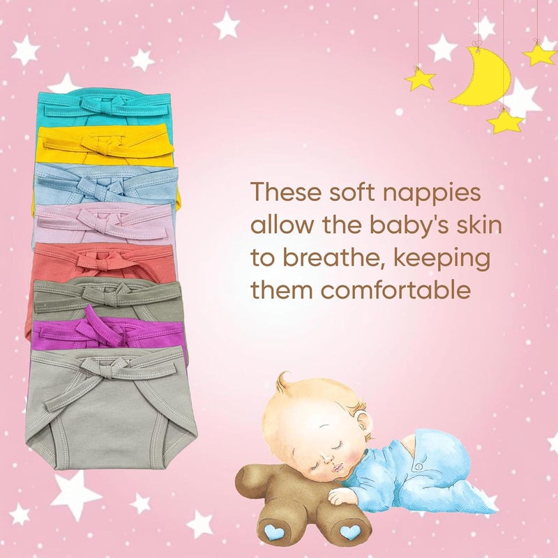 Tiny Blooms Basic Nappy for Baby |100% Cotton | Soft Fabric, Breathable & Gentle Design, Perfect Fit, Premium Comfort for Delicate Skin | Soft Basic Langots | (Pack of 8) (6 to 12 Months) - Image 4