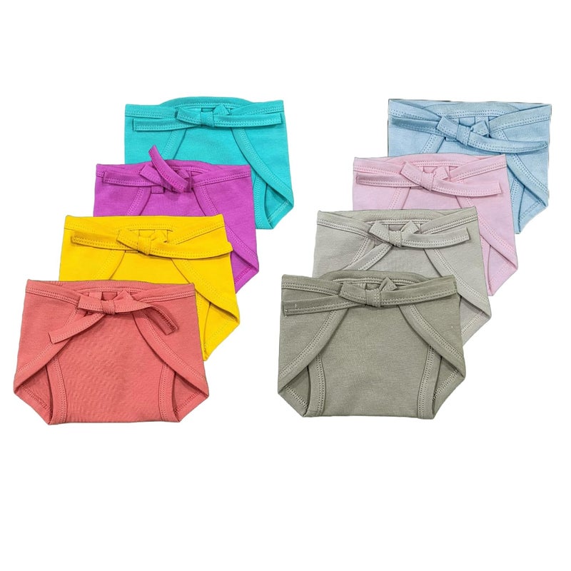 Tiny Blooms Basic Nappy for Baby |100% Cotton | Soft Fabric, Breathable & Gentle Design, Perfect Fit, Premium Comfort for Delicate Skin | Soft Basic Langots | (Pack of 8) (6 to 12 Months) - Image 1