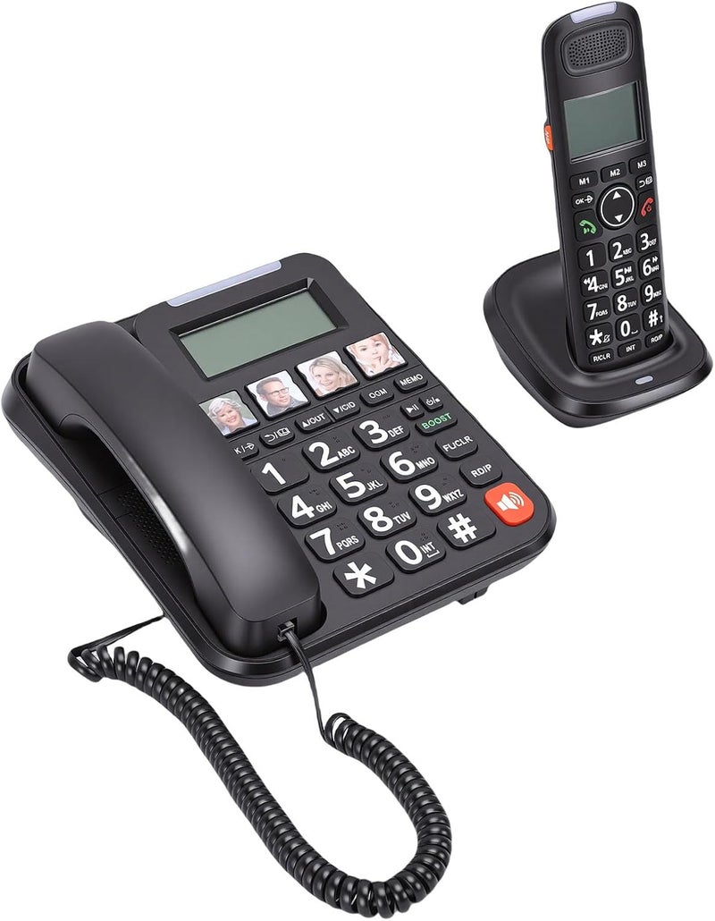 Zunate Home Corded and Cordless Telephone System with Large Backlit Display, Handsfree Full Duplex Calling, Wall Mount, Big Buttons, Volume Control, 50-Name Phonebook - Image 4