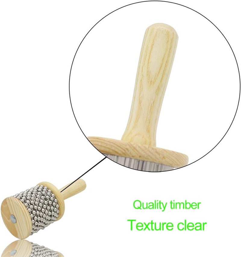 Mowind Wooden Cabasa Pop Hand Shaker Percussion Instrument with Metal Beads Small Size - Image 5