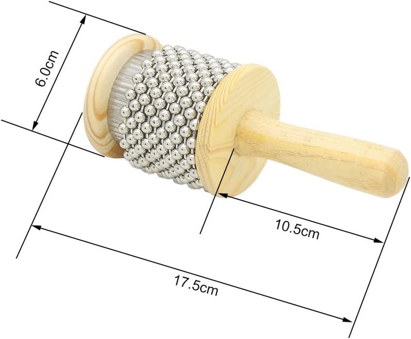 Mowind Wooden Cabasa Pop Hand Shaker Percussion Instrument with Metal Beads Small Size - Image 2