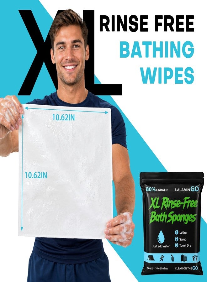 Lalamingo 82% Larger Rinse Free Bath Sponges, No Rinse Bathing Wipes, Disposable Sponges Bath Wipes, Body Wipes for Adults, Soap Infused Dry Shower Wipes for Elderly, Bedridden, Camping, Post Surgery (25 Count) - Image 2
