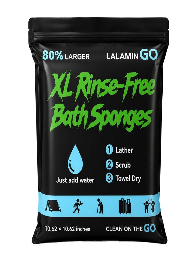 Lalamingo 82% Larger Rinse Free Bath Sponges, No Rinse Bathing Wipes, Disposable Sponges Bath Wipes, Body Wipes for Adults, Soap Infused Dry Shower Wipes for Elderly, Bedridden, Camping, Post Surgery (25 Count) - Image 1