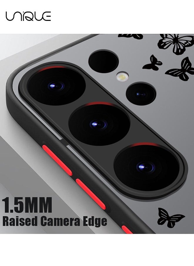 Unique - Compatible with Galaxy S24 Ultra Case, Black Butterfly Case, MagSafe Case, PC Case - Sleek and Minimalist Phone Case - TPU Drop Protection - Image 1