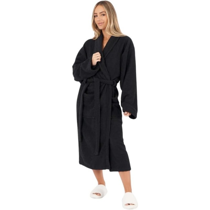 Unisex bathrobe for home use, cotton fabric, navy blue, ultra-soft and absorbent - Image 1