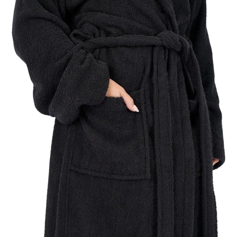 Unisex bathrobe for home use, cotton fabric, navy blue, ultra-soft and absorbent - Image 3
