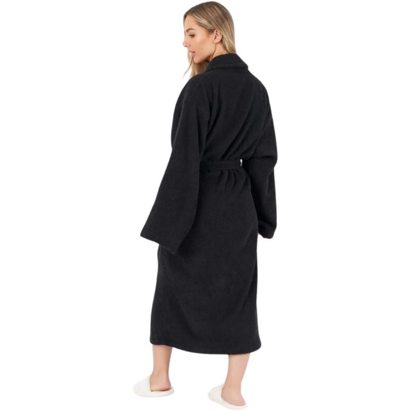 Unisex bathrobe for home use, cotton fabric, navy blue, ultra-soft and absorbent - Image 2