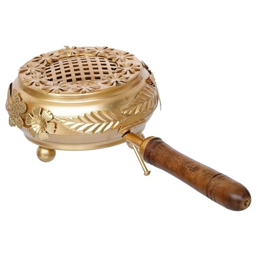 Sanvatsar Metal Incense Burner Butterfly Loban Dani Aarti Loban Dhoop Dani/Dhoop Dani Burner for Home Office Temple Puja (Round) Metal,Gold Polished (Gold - 10.5 inches) - Image 3
