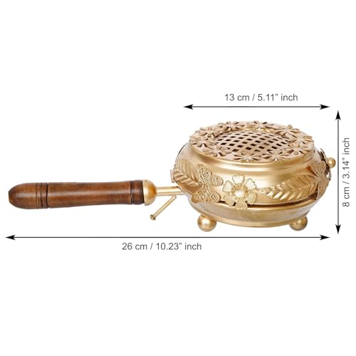 Sanvatsar Metal Incense Burner Butterfly Loban Dani Aarti Loban Dhoop Dani/Dhoop Dani Burner for Home Office Temple Puja (Round) Metal,Gold Polished (Gold - 10.5 inches) - Image 5