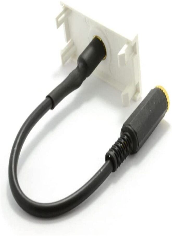 DKURVE - DKURVE® 3.5mm Jack Wall Faceplate Pass Through Coupler No Soldering White - Image 1