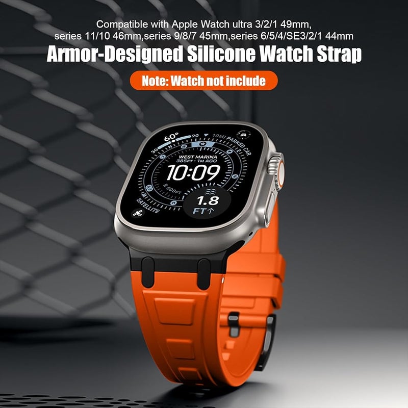 متوافق مع ساعات Watch Series 12، 11، 10، بأحزمة من نوع Band 46mm المصنوعة من السيليكون الناعم والقابل للتنفس، لساعات iWatch Ultra من الطرازات 1/2/3/4، وساعات Series 9/8/7/6/5/4/SE، بأحجام 49mm و44mm، للرجال والنساء. - Image 2