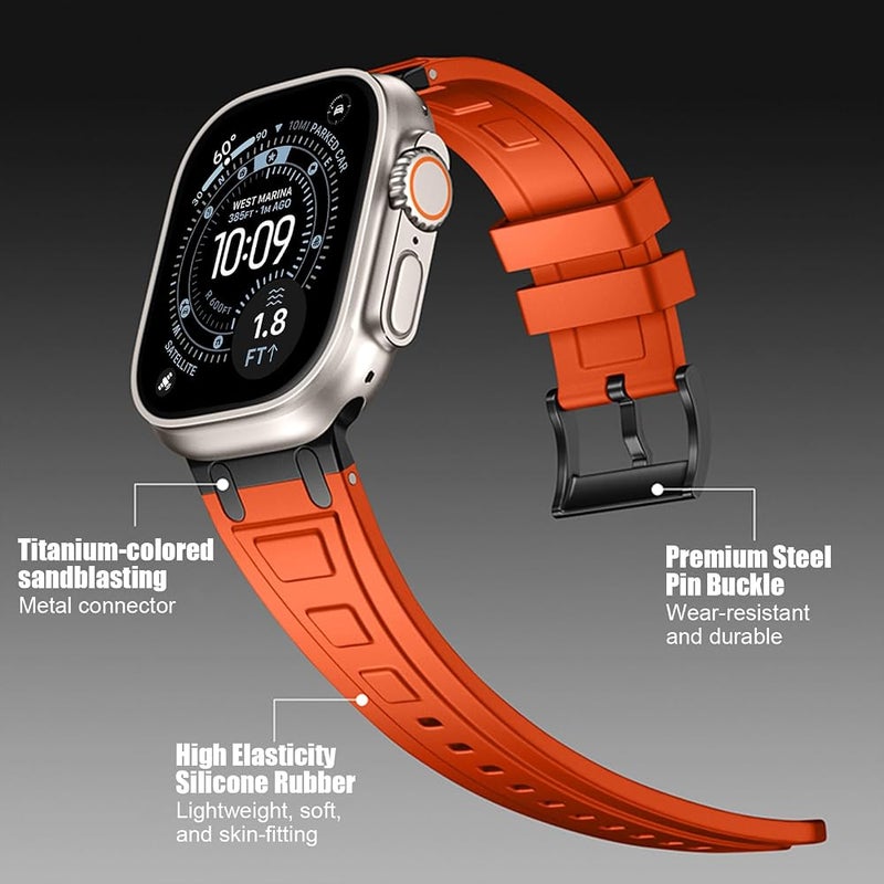 متوافق مع ساعات Watch Series 12، 11، 10، بأحزمة من نوع Band 46mm المصنوعة من السيليكون الناعم والقابل للتنفس، لساعات iWatch Ultra من الطرازات 1/2/3/4، وساعات Series 9/8/7/6/5/4/SE، بأحجام 49mm و44mm، للرجال والنساء. - Image 5