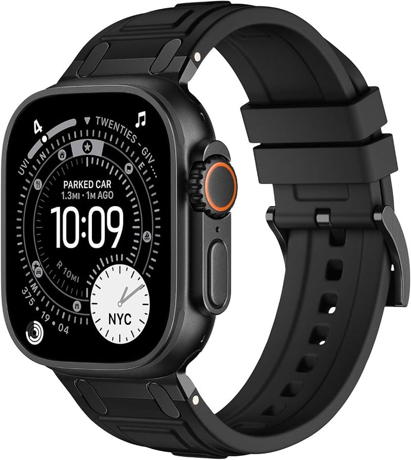 متوافق مع ساعات Watch Series 12، 11، 10، بأحزمة من نوع Band 46mm المصنوعة من السيليكون الناعم والقابل للتنفس، لساعات iWatch Ultra من الطرازات 1/2/3/4، وساعات Series 9/8/7/6/5/4/SE، بأحجام 49mm و44mm، للرجال والنساء. - Image 1