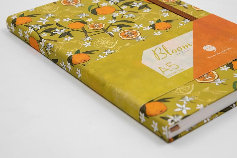COMMA | Bloom Series | A5 Size | Hard Bound Notebook | 160 Pages | 100gsm Natural Shade Paper | PU Cover Material - Lime Green - Image 3