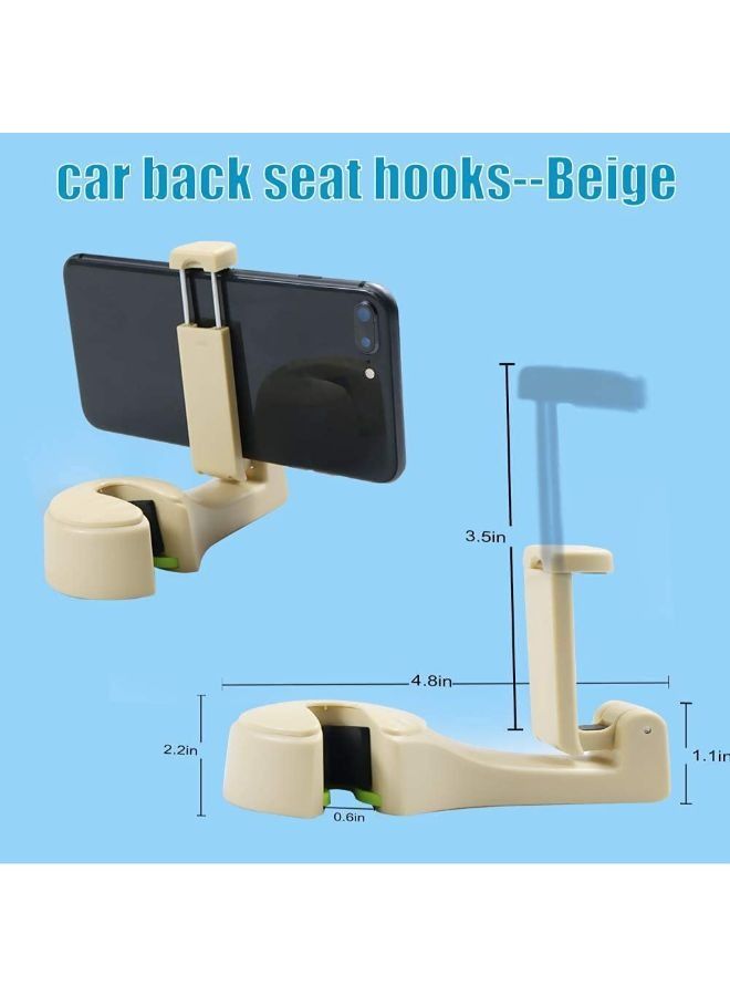 2 Pieces Car Back Seat Headrest Hooks with Phone Holder - Image 2