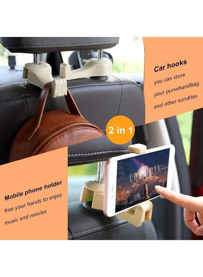 2 Pieces Car Back Seat Headrest Hooks with Phone Holder - Image 5