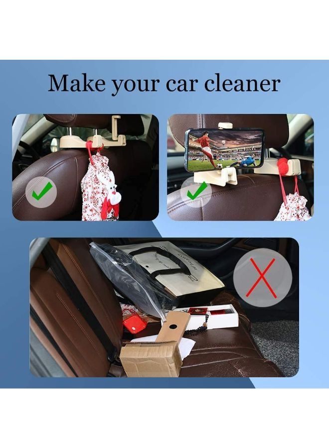 2 Pieces Car Back Seat Headrest Hooks with Phone Holder - Image 4