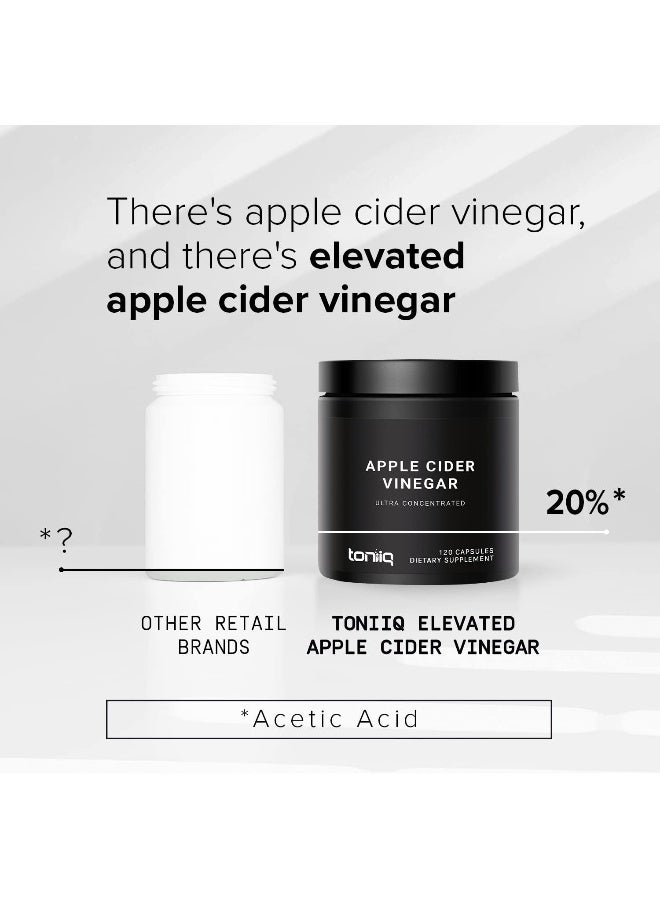 Toniiq 20% Acetic Acid Ultra High Strength Non-GMO Apple Cider Vinegar Capsules with Mother - 2,010mg Formula Pills with Cayenne Pepper -12x Potent - 120 Capsules - Image 4
