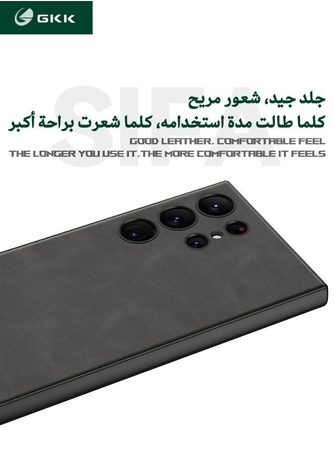 جي كي كي حافظة سامسونج جالاكسي S24 الترا، حافظة هاتف ناعمة من الجلد العادي، غطاء حماية ممتاز، حافظة واقية لملمس الجلد، غطاء واقي مقاوم للسقوط، مقاوم للصدمات، مضاد للاصفرار، مضاد للخدش، أسود  - Image 4