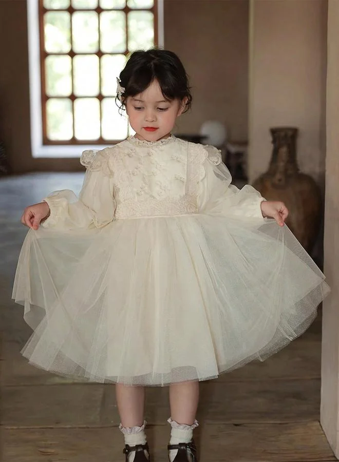 Take Two  Girls Beige Lace Long Sleeve A-Line Dress for Women | Best Price UAE