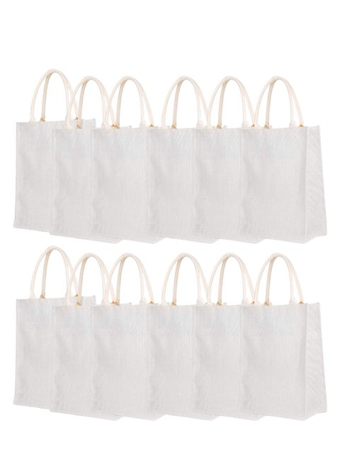 12-Piece Waterproof Coating With Soft Handle Jute Tote Shopping Bag