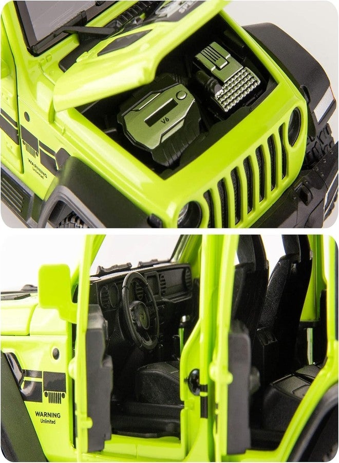 endevi Exclusive Alloy Metal Pull Back Die-cast Car Model with Sound Light Mini Auto Toy for Kids (1.32 Scale - Rubicon Car - Green) - Image 4