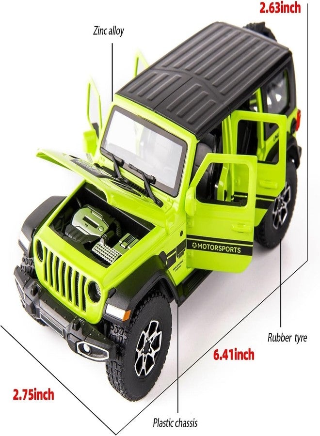 endevi Exclusive Alloy Metal Pull Back Die-cast Car Model with Sound Light Mini Auto Toy for Kids (1.32 Scale - Rubicon Car - Green) - Image 2
