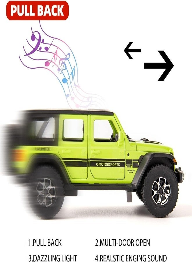 endevi Exclusive Alloy Metal Pull Back Die-cast Car Model with Sound Light Mini Auto Toy for Kids (1.32 Scale - Rubicon Car - Green) - Image 3
