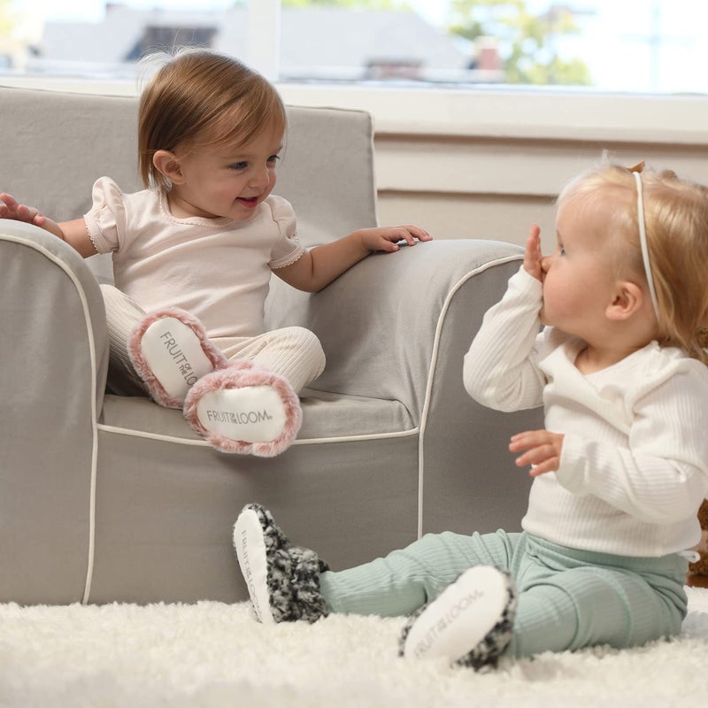 Fruit of the Loom Cozy Thermal Wrap Booties with Non-Slip Grips for Baby & Toddler Girls, Boys, Unisex - Pink (0-6 Months) - Image 2