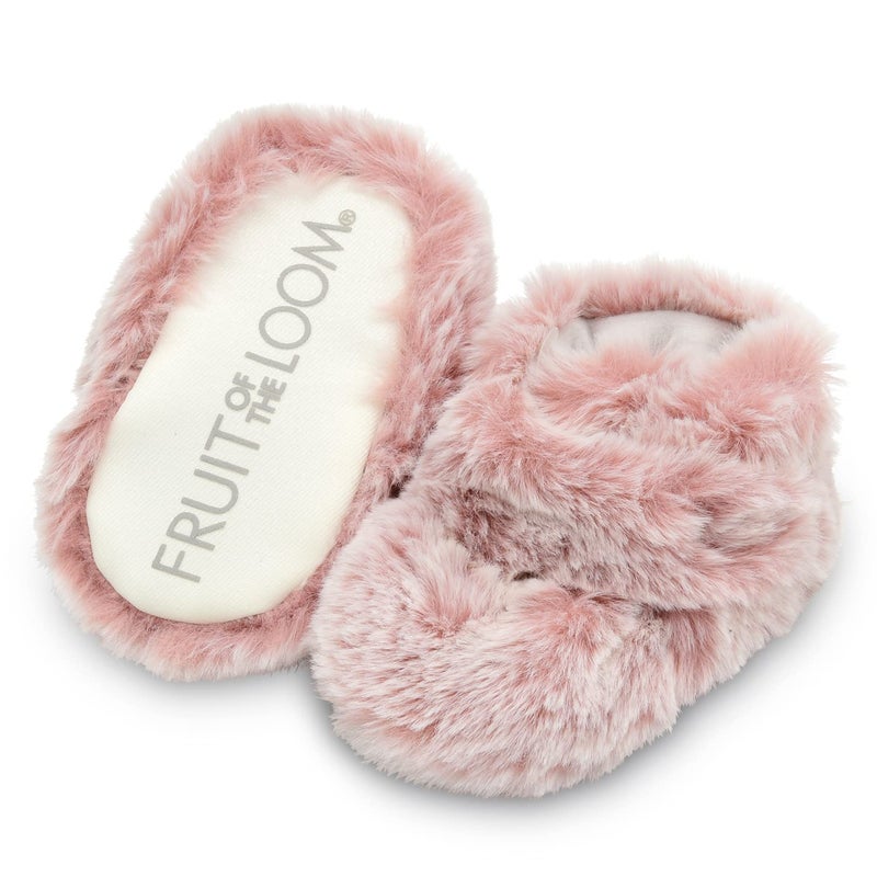 Fruit of the Loom Cozy Thermal Wrap Booties with Non-Slip Grips for Baby & Toddler Girls, Boys, Unisex - Pink (0-6 Months) - Image 1