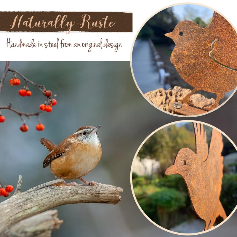 OULYDEKO 5PCS Rusty Birds Decoration,Outdoor Bird Wall Decor,Metal Birds Yard Decor, Metal Birds Craft Statue Ornaments - Garden Sculptures and Yard Art, Fence Decorations Outdoor,Rustic Garden Decor - Image 2
