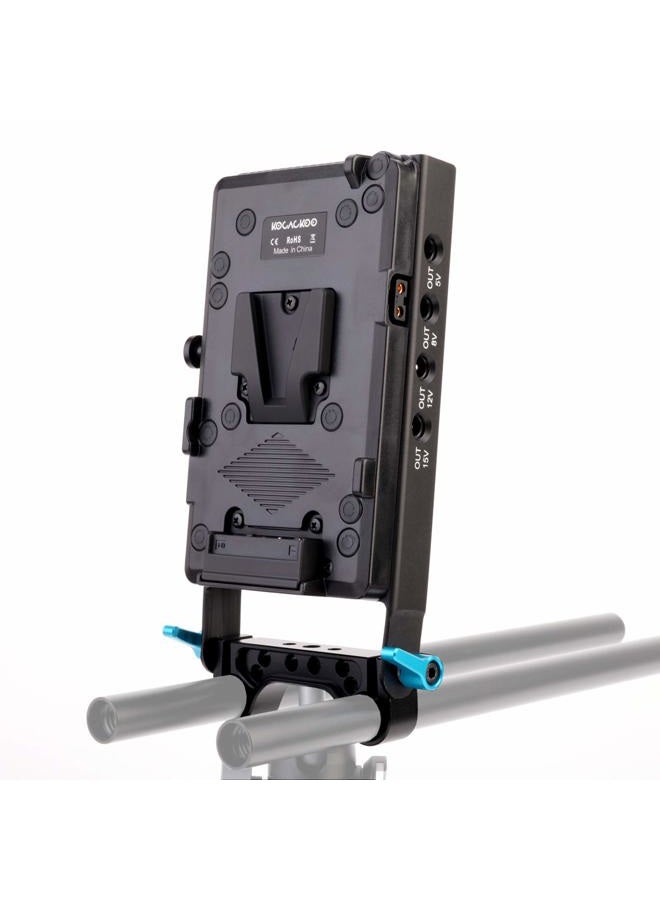 KOCACKOO V-Mount Lock Battery Plate Power Supply Splitter Adapter with 15mm Rod Clamp + BMPCC 4K and 6K Locking DC Cable for Blackmagic Pocket Cinema Camera 4K/6K. - Image 2