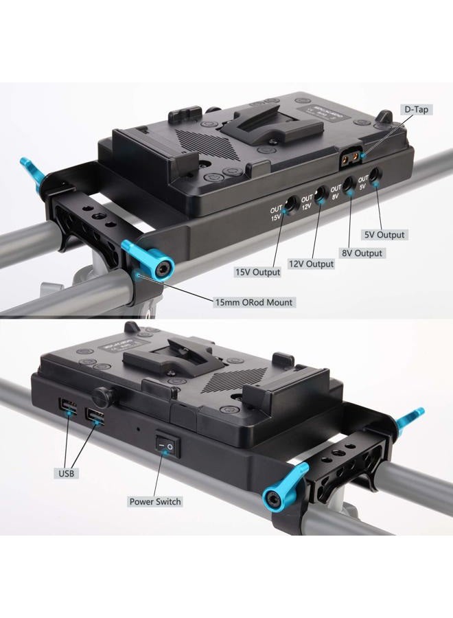 KOCACKOO V-Mount Lock Battery Plate Power Supply Splitter Adapter with 15mm Rod Clamp + BMPCC 4K and 6K Locking DC Cable for Blackmagic Pocket Cinema Camera 4K/6K. - Image 4