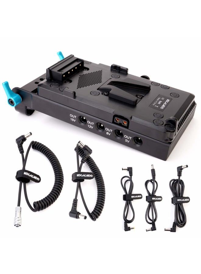 KOCACKOO V-Mount Lock Battery Plate Power Supply Splitter Adapter with 15mm Rod Clamp + BMPCC 4K and 6K Locking DC Cable for Blackmagic Pocket Cinema Camera 4K/6K. - Image 1